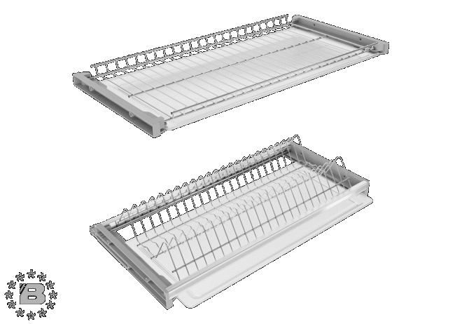 Комплект посудосушителя с рамкой (цвет серебристо-серый) с регулировкой глубины, решетки из нержавеющей стали 700 в Перми